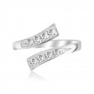 Sterling Silver Rhodium Plated Toe Ring with White Cubic Zirconia Accents D37246426