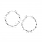 Sterling Silver Rhodium Plated Weave Like Hoop Style Earrings D77884161