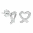 Sterling Silver Ribbon Heart Mini Stud Earrings E8312