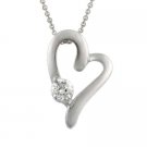 Sterling Silver Romantic CZ Heart Pendant P10624