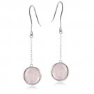 Sterling Silver Rose Quartz Round Dangle Earrings E13581RQ
