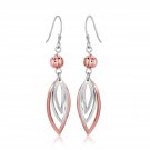 Sterling Silver Rose Tone Cascading Open Marquis Drop Earrings Rose Gold Plated Silver
