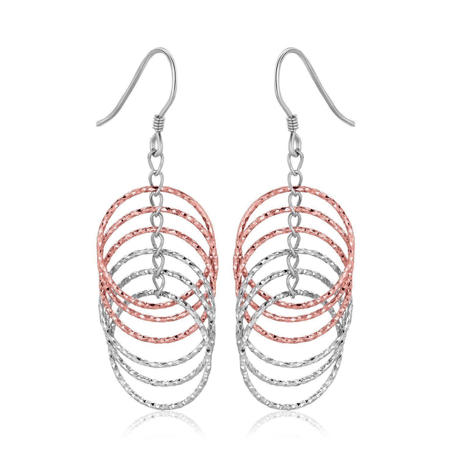 Sterling Silver Rose Tone Textured Layered Hoop Earrings D50587594