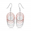 Sterling Silver Rose Tone Textured Layered Hoop Earrings D50587594