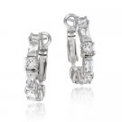 Sterling Silver Round & Rectangle CZ Half Hoop Earrings H10895