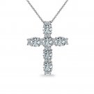 Sterling Silver Round Cross Necklace Made with Swarovski Zirconia P15725