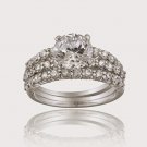 Sterling Silver Round CZ Bridal Engagement Stackable Ring Set R10817-9