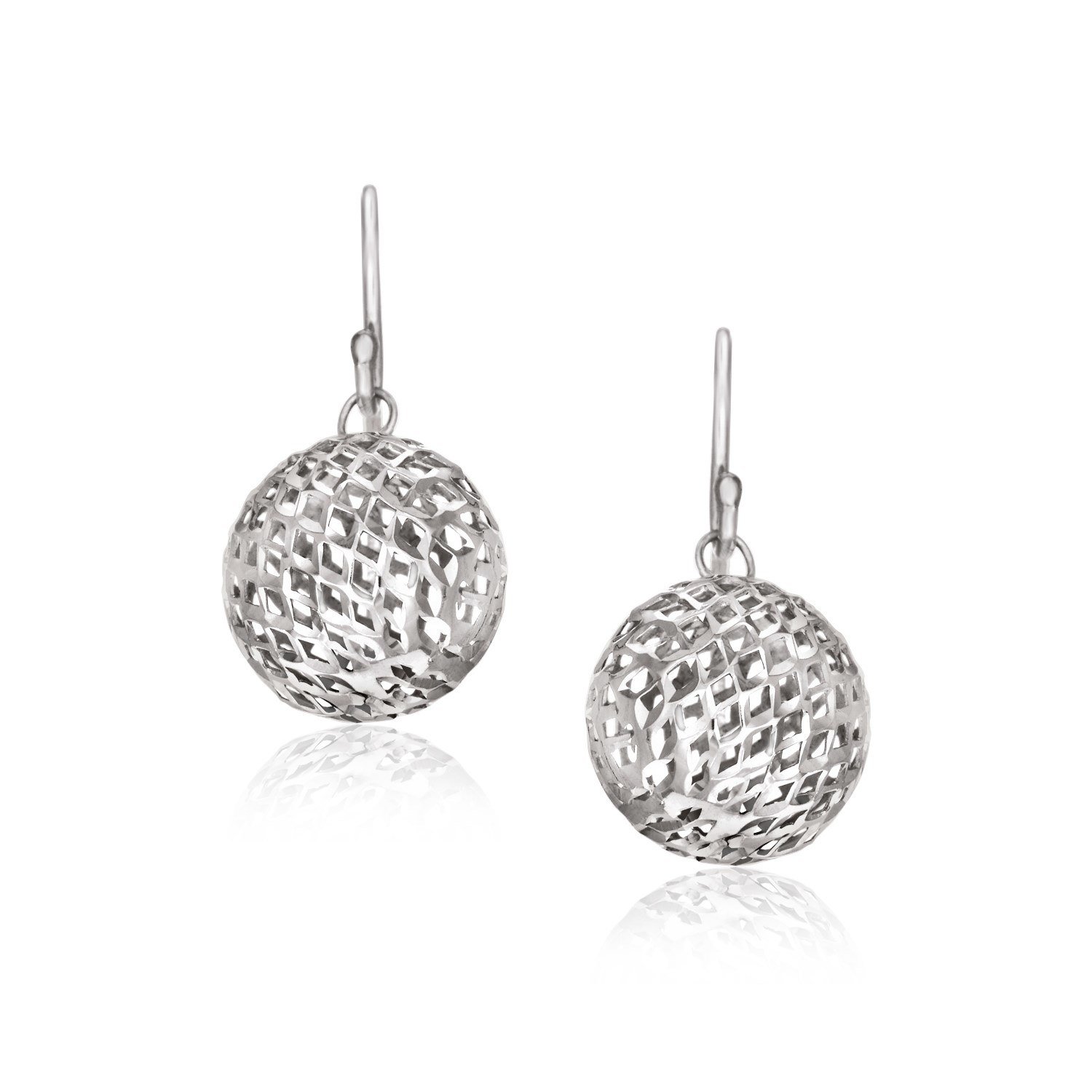 Sterling Silver Round Drop Earrings with Mesh Design D90367901