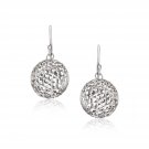Sterling Silver Round Drop Earrings with Mesh Design D90367901