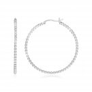 Sterling Silver Round Hoop Earrings with Beaded Texture Sterling Silver