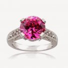 Sterling Silver Round Pink CZ and Simulated Diamond CZ Ring Size 8 R2644LPZ-8