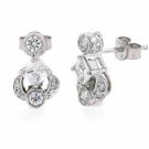 Sterling Silver Round Princess Diamond CZ Drop Earrings E4270