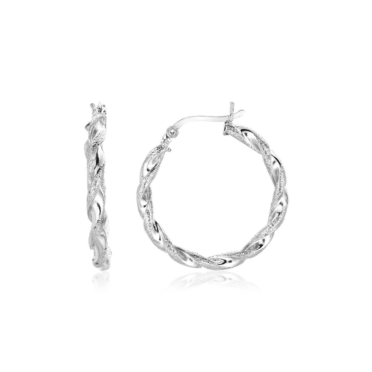 Sterling Silver Round Twisted Hoop Earrings Sterling Silver