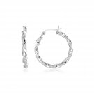 Sterling Silver Round Twisted Hoop Earrings Sterling Silver