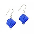 Sterling Silver Royal Blue Twisted Foil Glass Dangle Earrings E9480M2