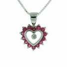 Sterling Silver Ruby and Diamond accentHeart Pendant P4809RU