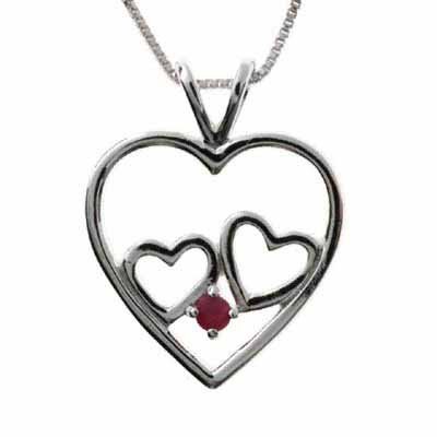 Sterling Silver Ruby Double Heart Pendant P4352RU