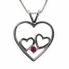 Sterling Silver Ruby Double Heart Pendant P4352RU