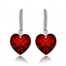 Sterling Silver Ruby Heart Dangle Earrings created with Swarovski Crystals E15717RU