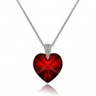 Sterling Silver Ruby Heart Necklace created with Swarovski Crystals P15717RU