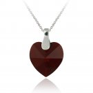 Sterling Silver Ruby Red Red Swarovski Elements Heart Necklace P12162RU
