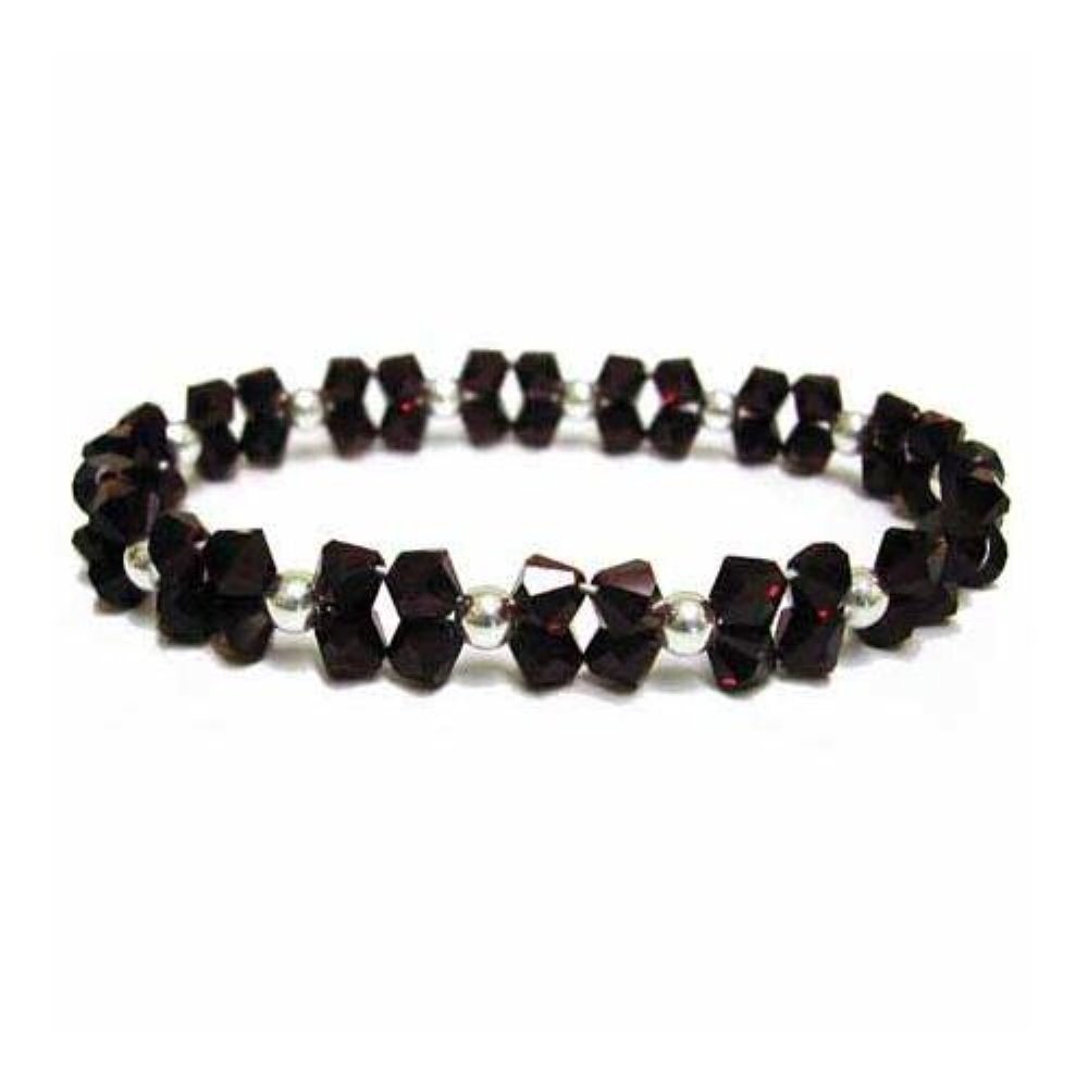 Sterling Silver Ruby Red Swarovski Beaded Crystal Bracelet 2544