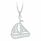 Sterling Silver Sail Boat Filigree Pendant P9065
