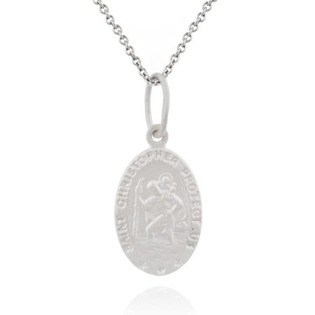 Sterling Silver Saint Christopher Oval Charm Pendant P360