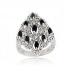 Sterling Silver Sapphire & Diamond Accent Diamond Shaped Ring Size 8 R11165S-8
