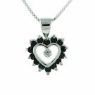 Sterling Silver Sapphire & Diamond Accent Open Heart Pendant P4809S