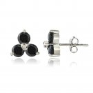 Sterling Silver Sapphire & Diamond Accent Three Stone Earrings 2433
