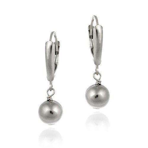Sterling Silver Shield and Bead Dangle Earrings E4211