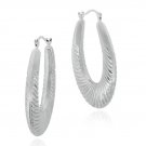 Sterling Silver Shrimp Design Oval Hoop Earrings E11044