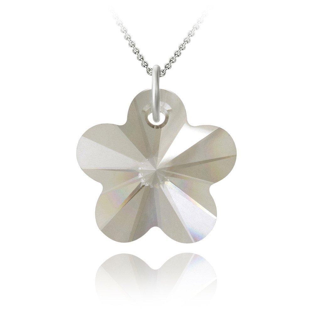 Sterling Silver Silver Shadow Swarovski Elements Flower Necklace P12559SIS