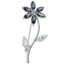 Sterling Silver Simulated Amethyst cz and Simulated Diamond cz Flower Pin PI4845AZ