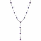 Sterling Silver Simulated Amethyst cz Stone Y Necklace N4496AZ