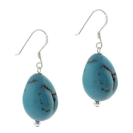 Sterling Silver Simulated Blue Turquoise Stone Earrings E9669TQ