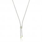Sterling Silver Simulated Diamond & Light Green cz Y Pave Prong Drop Necklace N4697LGR