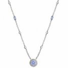 Sterling Silver Simulated Diamond and Lavender cz Rolo Link Necklace N4775L