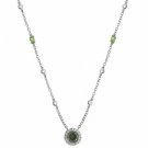 Sterling Silver Simulated Diamond and Olive cz Rolo Link Necklace N4775OL