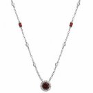 Sterling Silver Simulated Diamond and Red cz Rolo Link Necklace N4775R