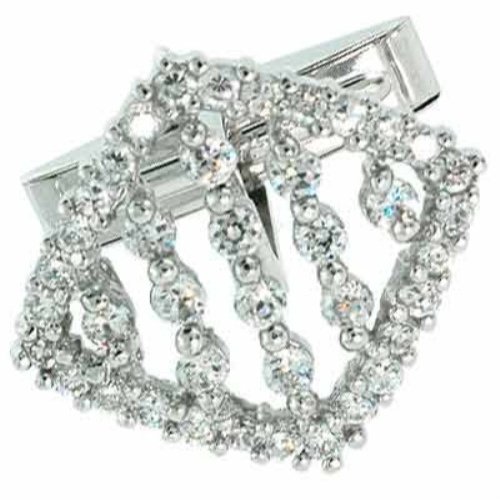 Sterling Silver Simulated Diamond CZ Diamond Shaped Cufflinks CL4360