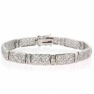 Sterling Silver Simulated Diamond cz Filigree Flower Tennis Bracelet B8157