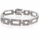 Sterling Silver Simulated Diamond cz Rectangle and Square Link Bracelet B8152