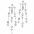 Sterling Silver Simulated Diamond CZ Three strand Cross Chandelier Earrings 2583
