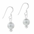 Sterling Silver Simulated Gray Pearl Dangle Earrings E9082GM