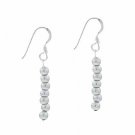 Sterling Silver Simulated Gray Pearl Stone 6 Bead Beaded Dangle Earrings E9078GM