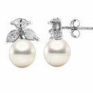 Sterling Silver Simulated Pearl with Simulated Diamond CZ Earrings 2023