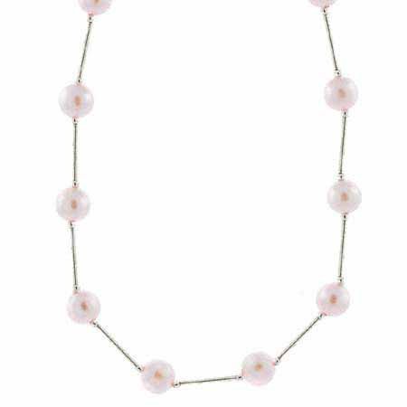 Sterling Silver Simulated Pink Pearl Necklace N4209PPL