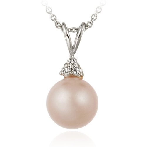 Sterling Silver Simulated Pink Pearl withCZ Pendant P4703PPL